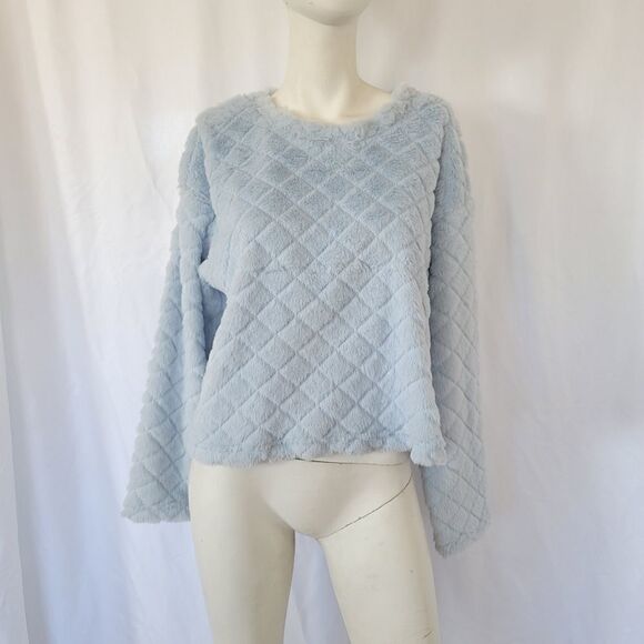 Almost famous faux fur blue sweatshirt Top Size L - Picture 6 of 11